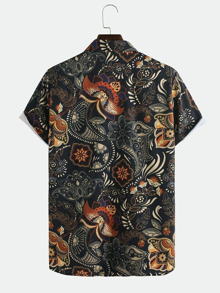 Black Paisley Printed Casual Shirt for Men