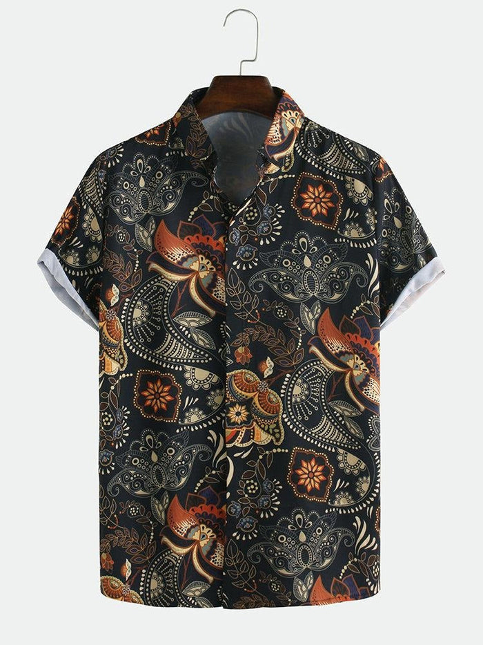 Black Paisley Printed Casual Shirt for Men
