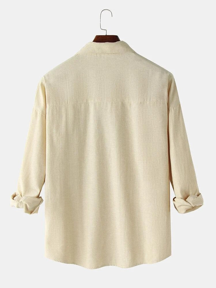 Cream Printed Casual Shirt for Men