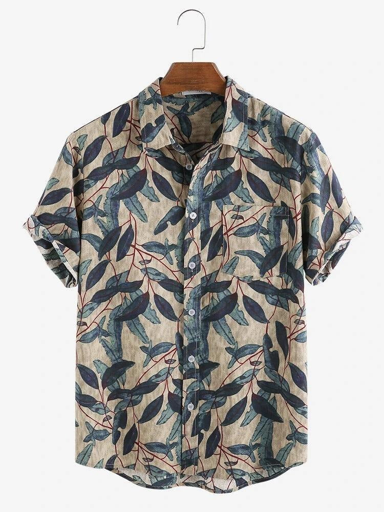 Leaf Print Casual Shirt for Men